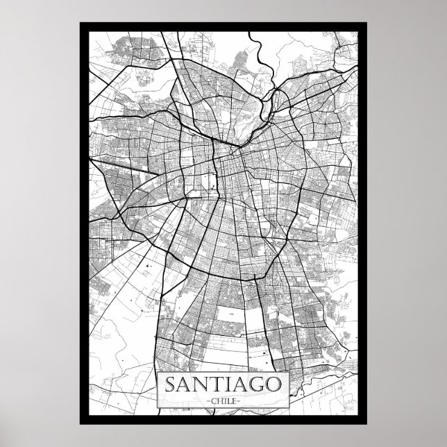 Karte von Santiago Chile Poster (Vorne)