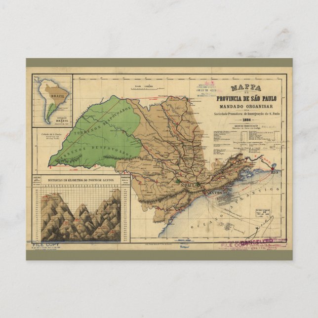 Karte von São Paulo, Brasilien (1886) (Vorderseite)