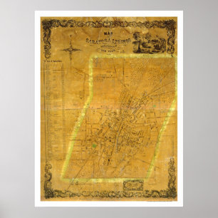 Karte von Saratoga Springs, New York, von Bevan 18 Poster