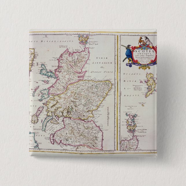 Karte von Schottland, c.1700 Button (Vorderseite)