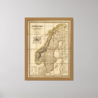 Karte von Schweden und Norwegen (1847) Leinwanddruck