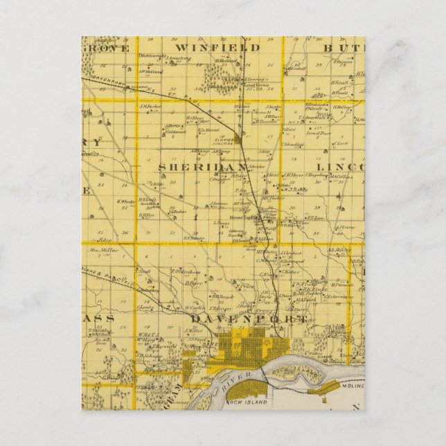 Karte von Scott Landkreis, Staat von Iowa (Vorderseite)