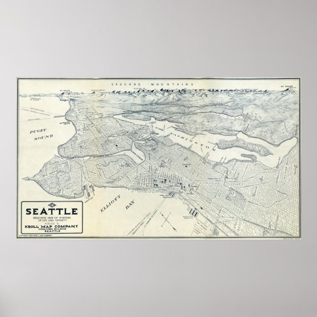 KARTE VON SEATTLE 1925 POSTER (Vorne)