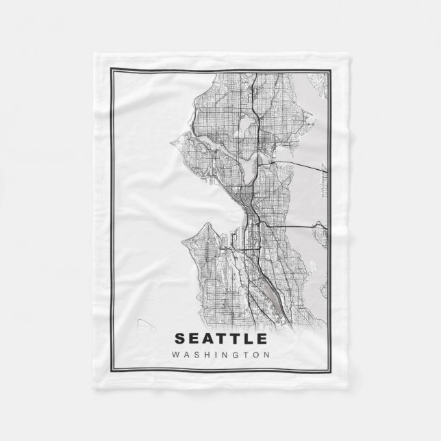 Karte von Seattle Fleecedecke (Vorderseite)