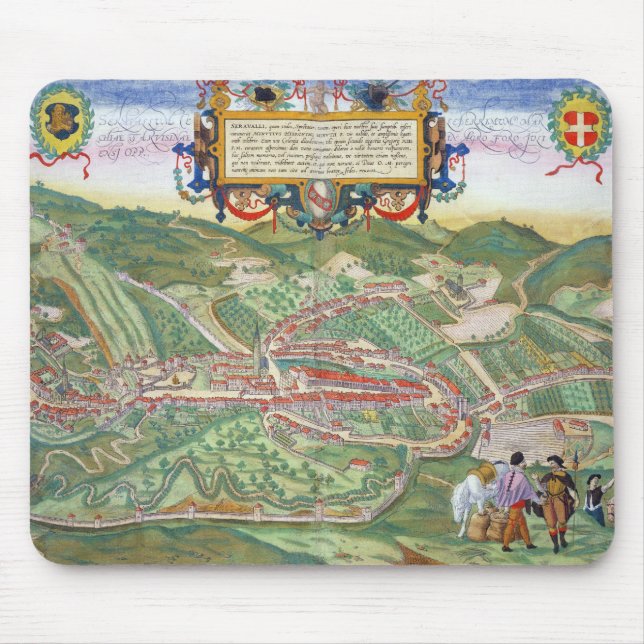 Karte von Serravalle, von 'Civitates Orbis Mousepad (Vorne)