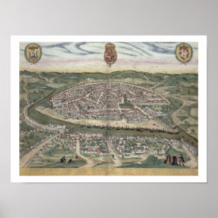 Karte von Sevilla, von "Civitates Orbis Terrarum" Poster
