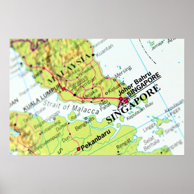 Karte von Singapur Poster (Vorne)