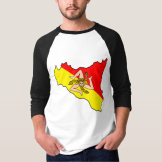 Karte von Sizilien mit Trinacria-Symbol T-Shirt
