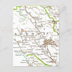 Karte von Sonoma County CA Postkarte
