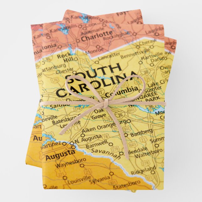 Karte von South Carolina Geschenkpapier Set (Beispiel)