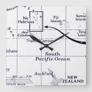 Karte von South- Pacificozean Quadratische Wanduhr