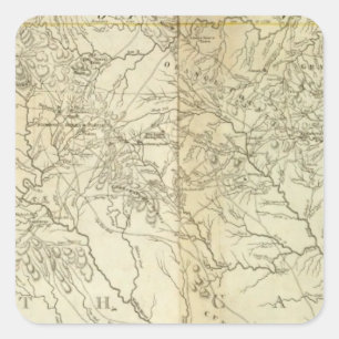 Karte von South und North Carolina Quadratischer Aufkleber