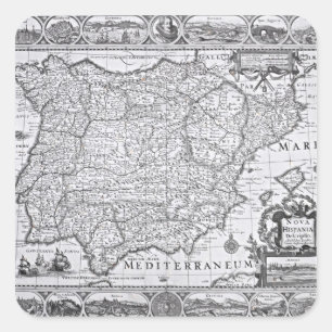 Karte von Spanien Quadratischer Aufkleber