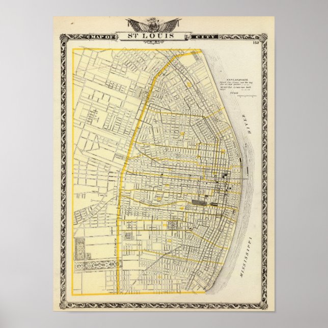 Karte von St. Louis City Poster (Vorne)