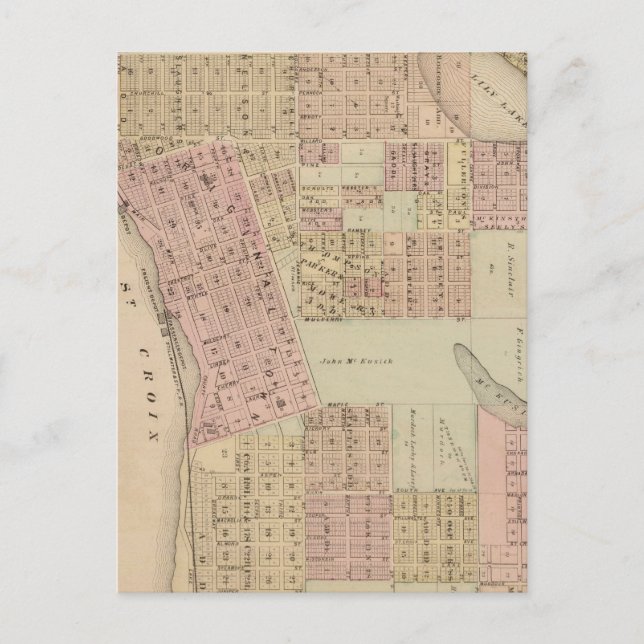 Karte von Stillwater, Landkreis Washington, Minnes (Vorderseite)