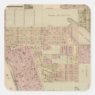 Karte von Stillwater, Landkreis Washington, Minnes Quadratischer Aufkleber