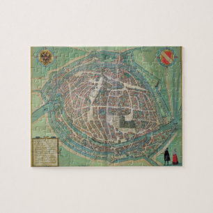 Karte von Straßburg, von 'Civitates Orbis Terraru Puzzle