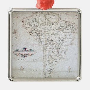 Karte von Südamerika Ornament Aus Metall
