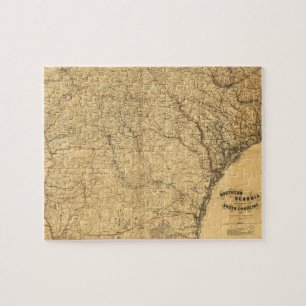 Karte von Südgeorgien und Teil von South Carolina Puzzle