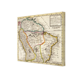 Karte von Terra Firma, Peru, Amazone Land, Brasili Leinwanddruck