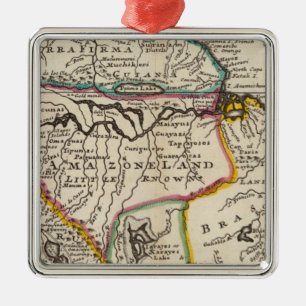 Karte von Terra Firma, Peru, Amazone Land, Ornament Aus Metall