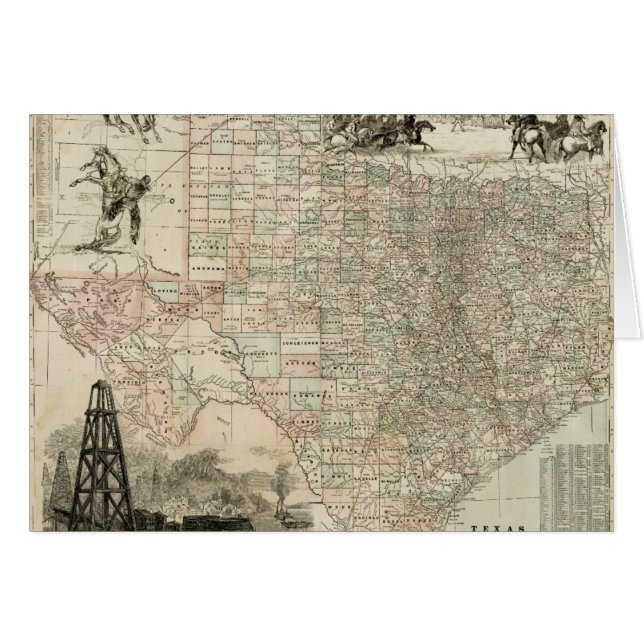 Karte von Texas mit Landkreis Borders (Vorderseite (Horizontal))