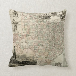 Karte von Texas mit Landkreis Borders Kissen