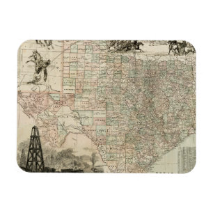 Karte von Texas mit Landkreis Borders Magnet