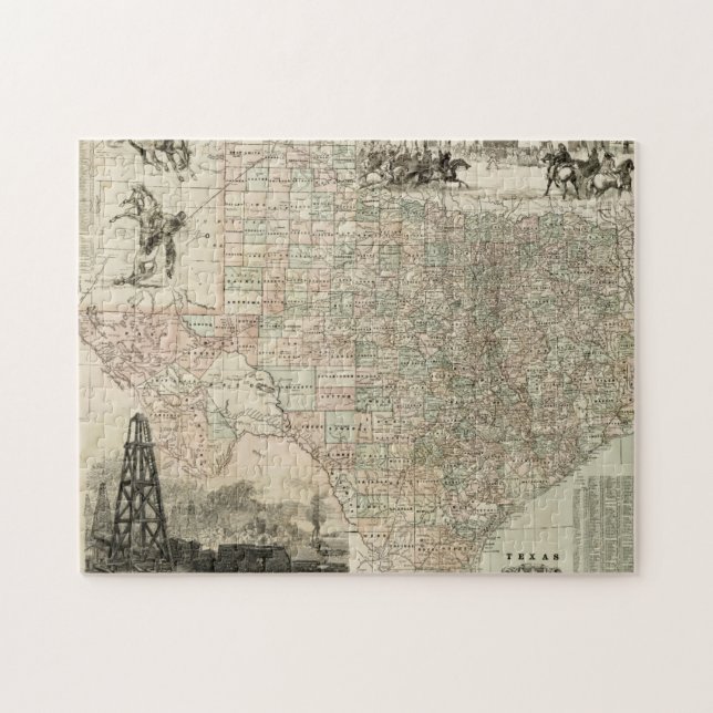 Karte von Texas mit Landkreis Borders Puzzle (Horizontal)
