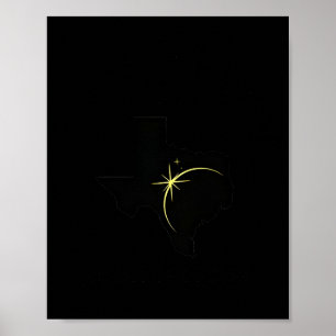 Karte von Texas Weg der Totalität 04.08.2024 Total Poster