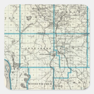 Karte von Union County Quadratischer Aufkleber