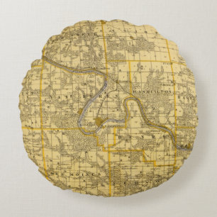 Karte von Van Buren County, Staat von Iowa Rundes Kissen