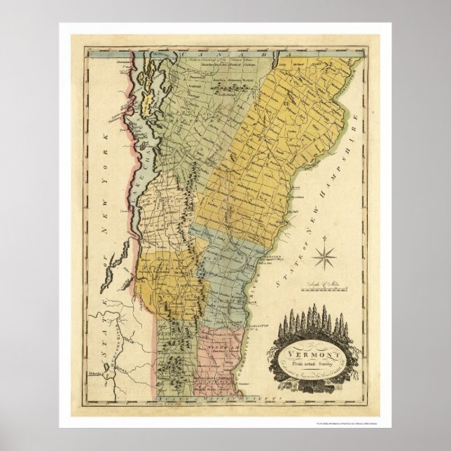 Karte von Vermont, erstellt von Carey 1814 Poster (Vorne)