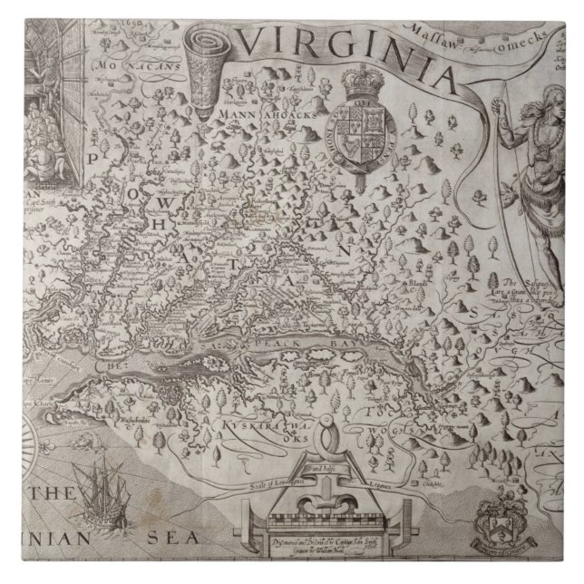 Karte von Virginia, entdeckt und durch Capta Fliese (Vorderseite)