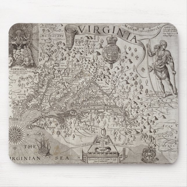 Karte von Virginia, entdeckt und durch Capta Mousepad (Vorne)