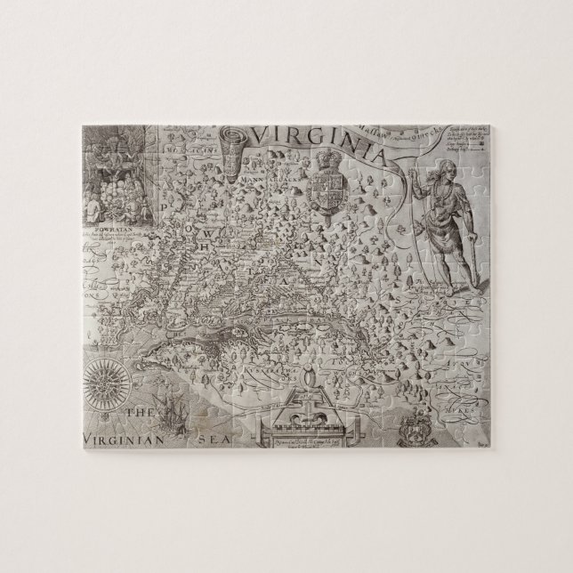 Karte von Virginia, entdeckt und durch Capta Puzzle (Horizontal)