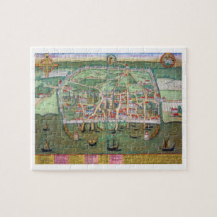 Karte von Visby, von "Civitates Orbis Terrarum" Puzzle