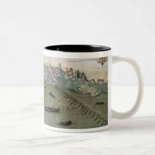 Karte von Warschau, von "Civitates Orbis Terrarum" Zweifarbige Tasse