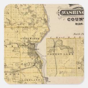 Karte von Washington County, Minnesota Quadratischer Aufkleber
