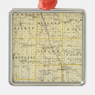 Karte von Wayne County Silbernes Ornament