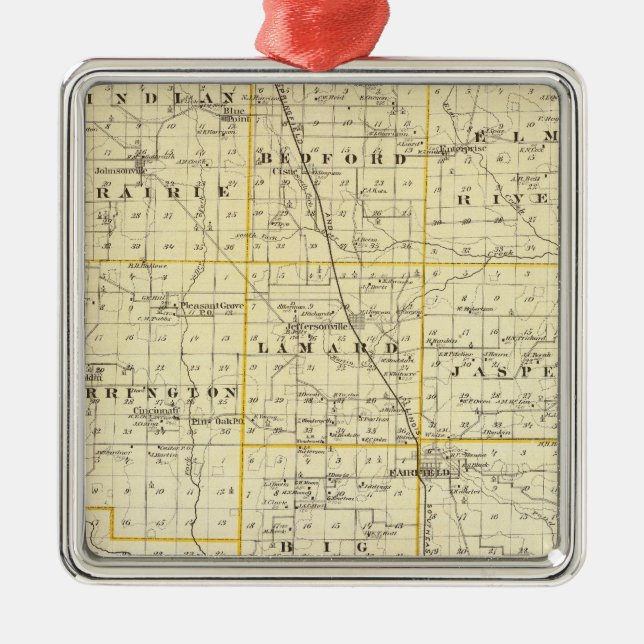 Karte von Wayne County Silbernes Ornament (Vorne)