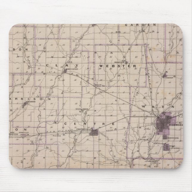 Karte von Wayne Landkreis 2 Mousepad (Vorne)