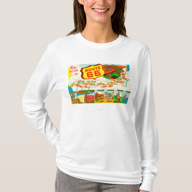 Karte von Weg 66 von Los Angeles zu Chicago T-Shirt (Vorderseite)