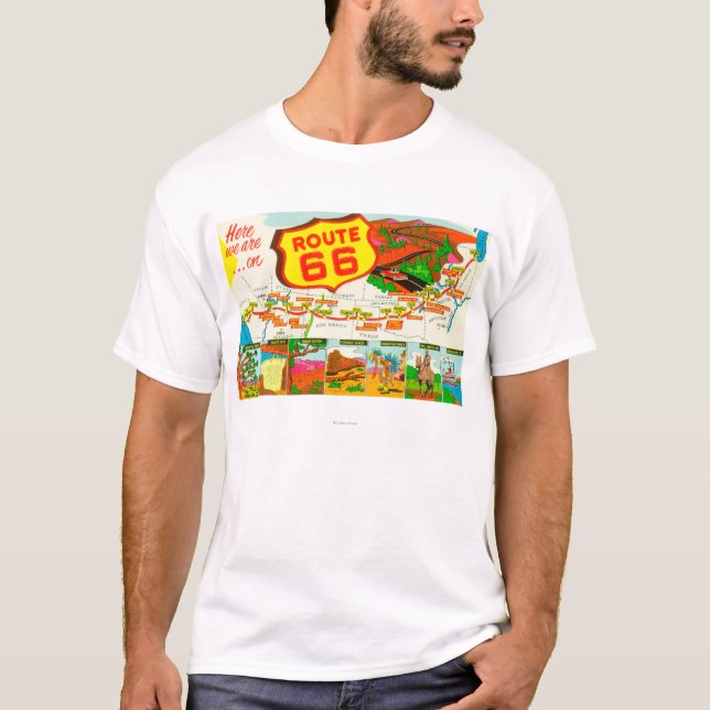 Karte von Weg 66 von Los Angeles zu Chicago T-Shirt (Vorderseite)