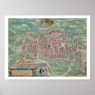 Karte von Weimar, von "Civitates Orbis Terrarum" Poster