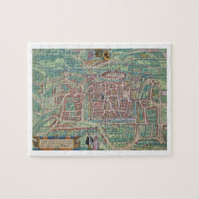 Karte von Weimar, von "Civitates Orbis Terrarum" Puzzle (Horizontal)