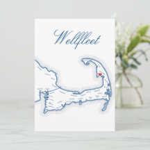 Karte von Wellfleet auf Cape Cod für Hochzeitstisc