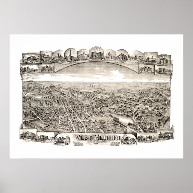 Karte von West Medford, Massachusetts 1897 Poster (Vorne)