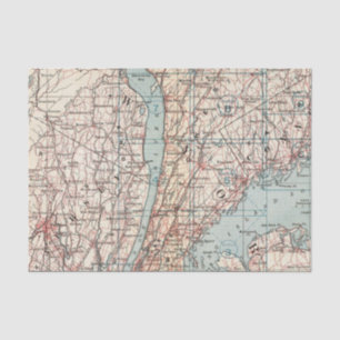 Karte von Westchester County, New York Seidenpapier