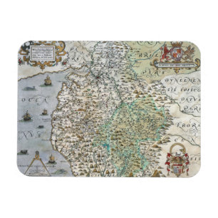 Karte von Westmorland und von Cumberland 1576 Magnet